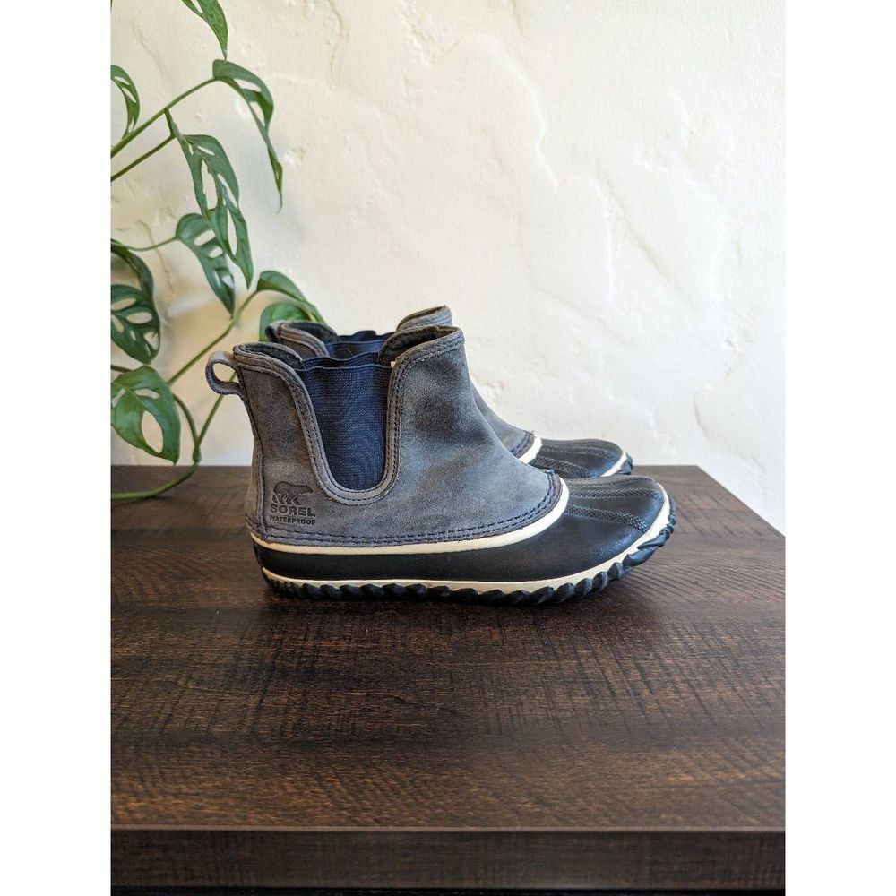Sorel Out N About Women's Chelsea Blue / Gray / Black Rain Snow Boots - Size 6